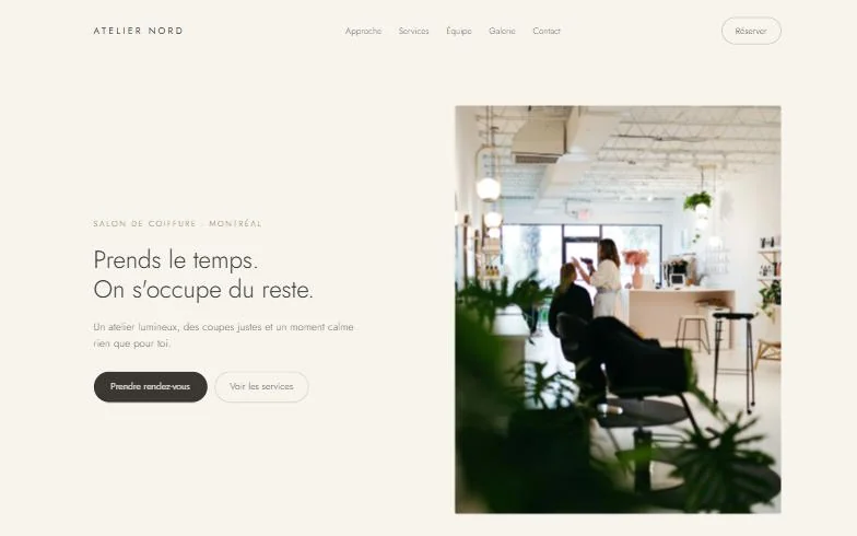 Page d’accueil du site Atelier Nord